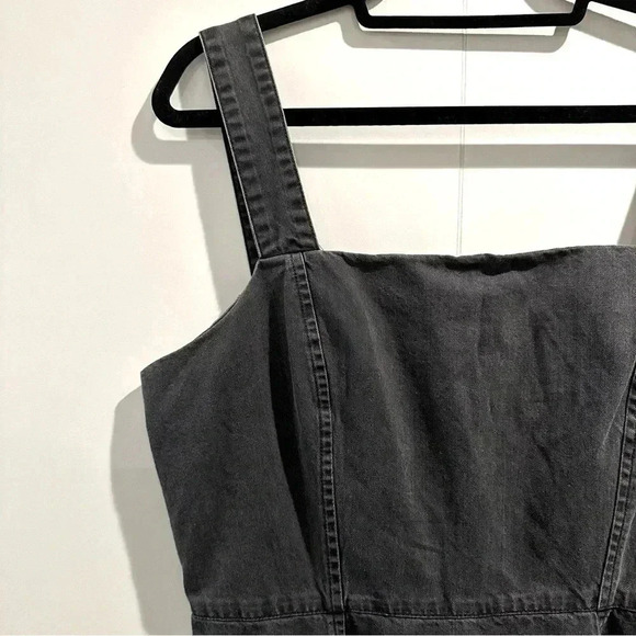 ASOS Black Soft Denim Overall Skirt Dress Cotton EUC Size 10 - Picture 14 of 15